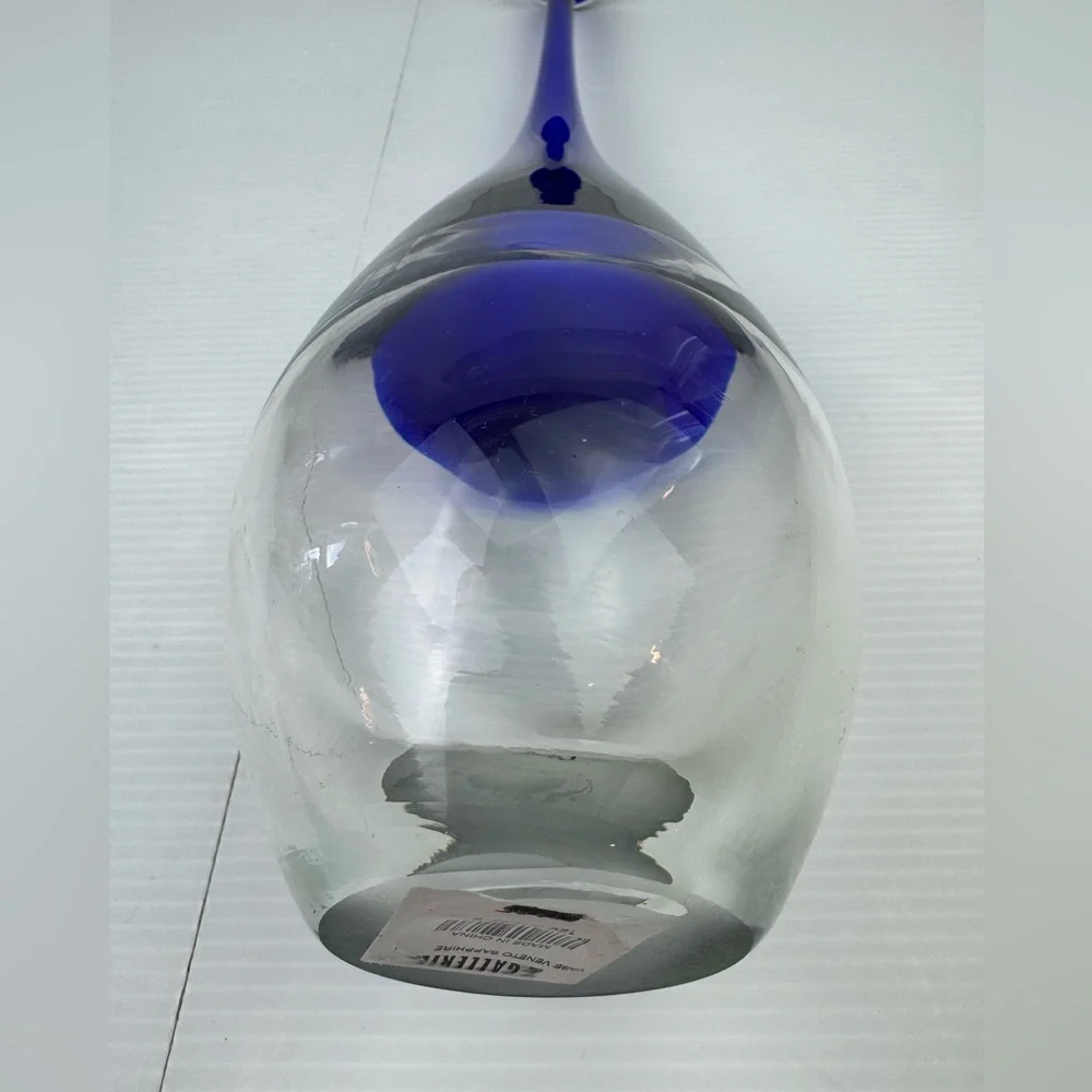 VTG Z Gallerie Veneto Sapphire Blue Glass Bud Vase 16” Teardrop Weighted Vase